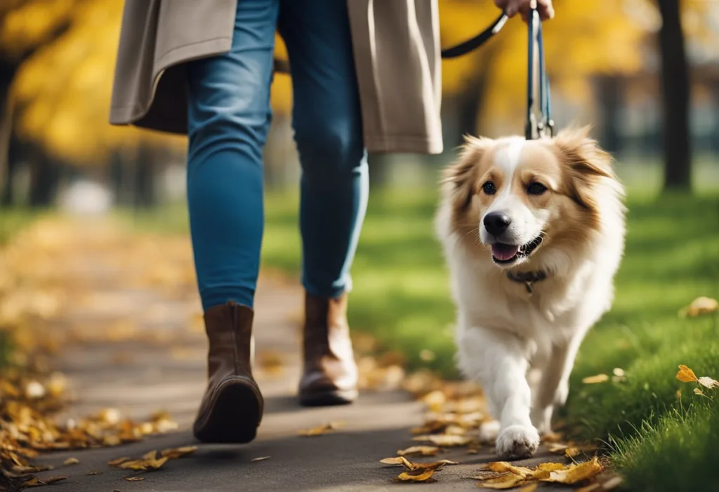 cachorro idoso ajustando o ritmo de caminhadas curtas